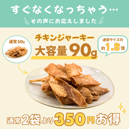 【柴選】北海道産無添加チキンジャーキー90g（大容量） お刺身鮮度で食い渋りも陥落！